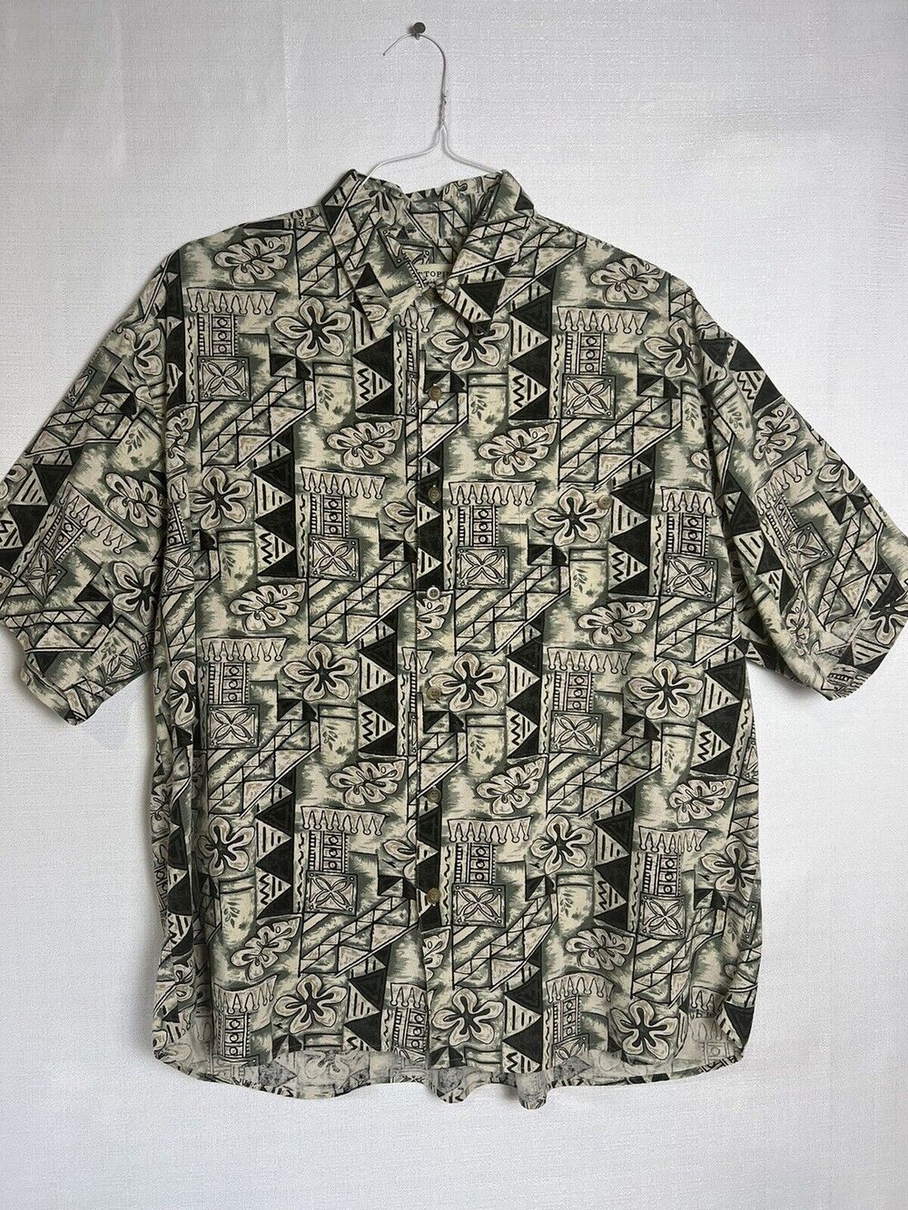 Portofino Hawaiian Style Silk Blend Shirt Size XL Mens Button Up Short Sleeve